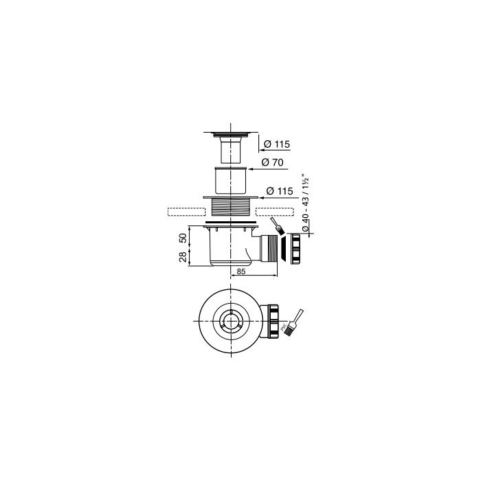 Wirquin Tourbillon top access shower waste with ABS chrome plated grid, bagged  30120458