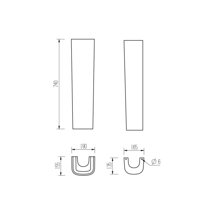 Dome 600x400mm 1TH Basin & Full Pedestal MTSP1146