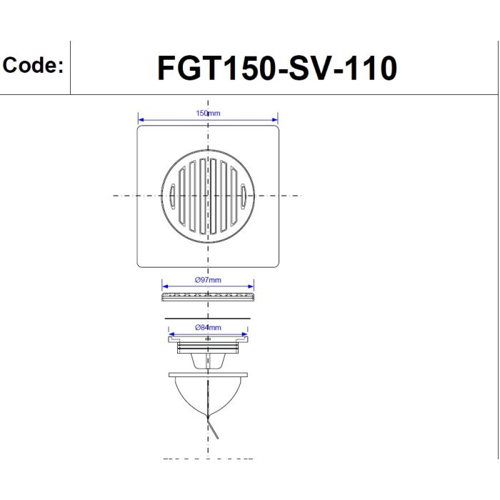McAlpine FGT150-SV-110 SS 150mm Tile c/w NRV Valve FGT150-SV-110