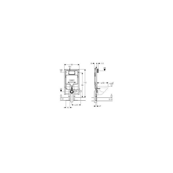 Geberit Duofix frame for wall-hung WC, 114 cm, with Sigma concealed cistern 8cm  111.729.00.1 