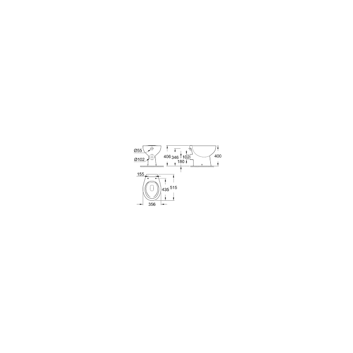 Grohe 39430000 Bau Ceramic Floorstd WC Rimless HO 39430000