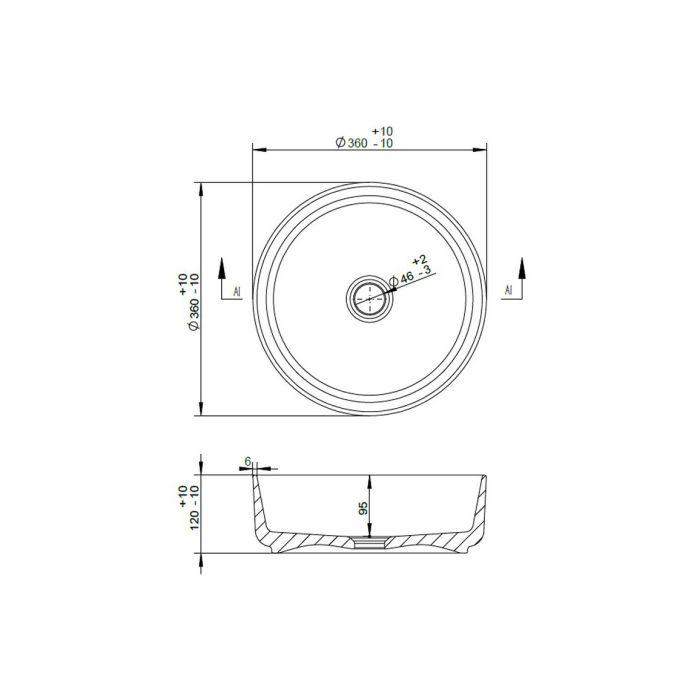 Kingston 355mm Ceramic Round Washbowl & Waste