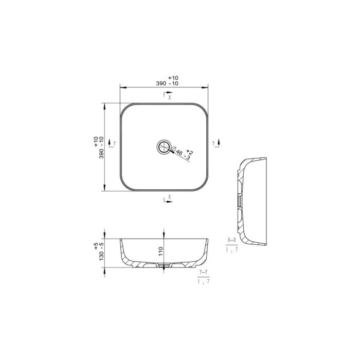 Kingston 400mm Ceramic Square Washbowl & Waste