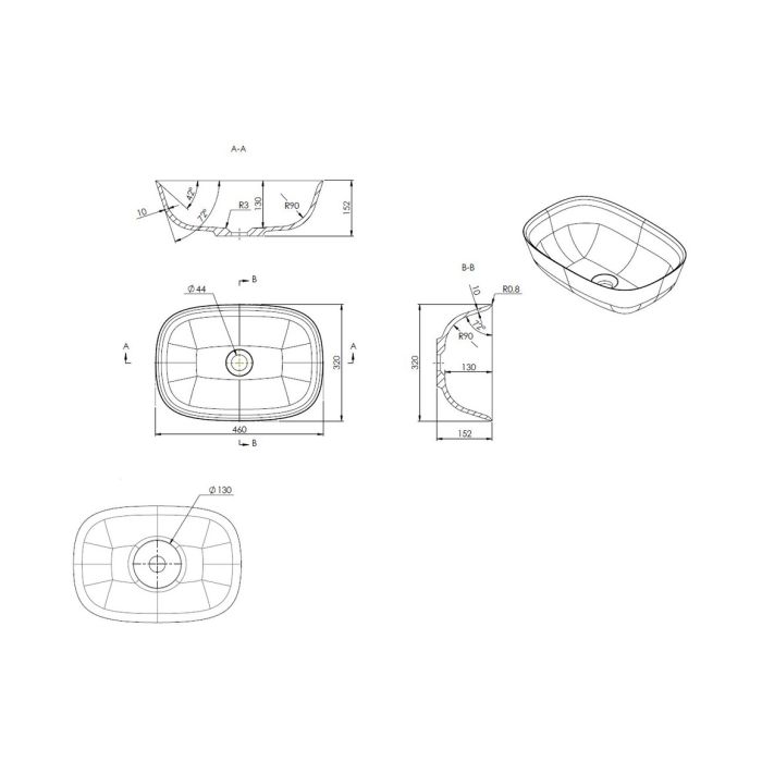 Reggie 460x320mm Resin Washbowl MTSB0038