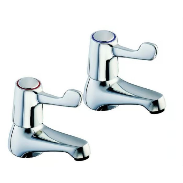 The Twyford Sola 1/2" Lever Action Taps (pair) SF2401CP features a sleek, modern design that complements a variety of bathroom styles. With lever action for easy operation, these taps provide both functionality and aesthetic appeal. They are designed for 