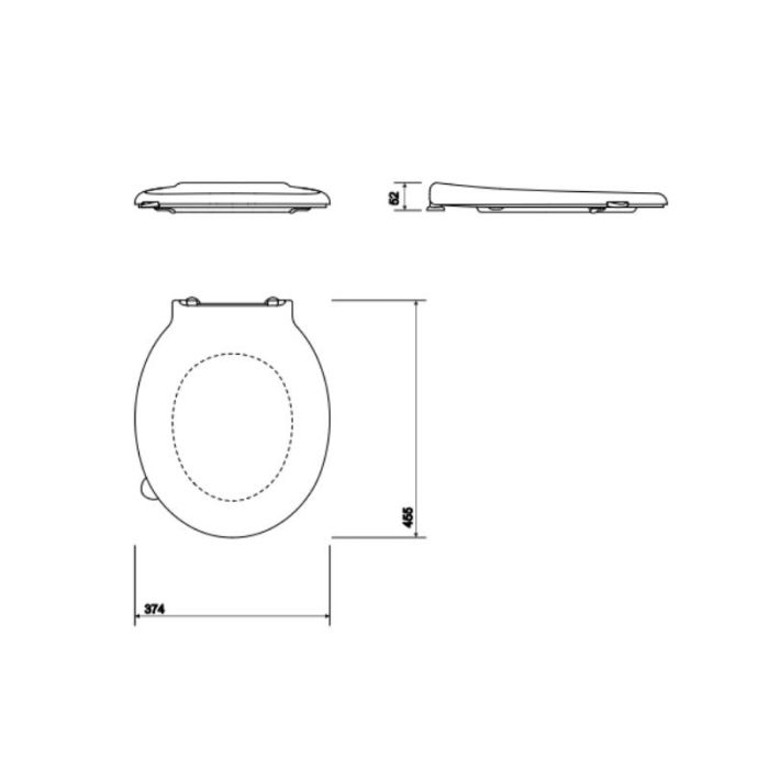 Twyford Avalon/Sola Toilet Seat & Cover Bar Hinge Top Fix - White AV7875WH / 243.903.00.1
