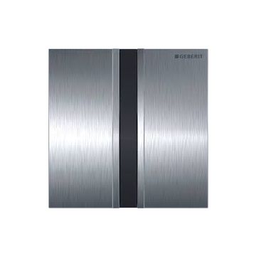 Geberit urinal flush control with electronic flush actuation, battery operation, cover plate type 50: chrome-plated, brushed   116.036.GH.1