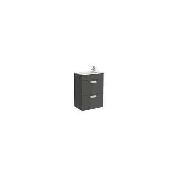 Debba basin and compact base unit 505 x 360mm - 2 soft-close drawers - gloss anthracite grey A855904153