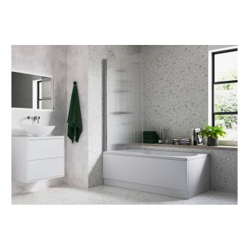 SINGLE STRAIGHT FLUTED BATHSCREEN CHROME