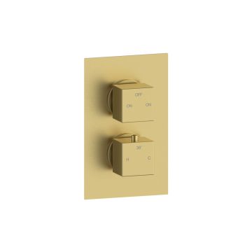 SQUARE CONCEALED VALVE 2 OUTLET BR BRASS
