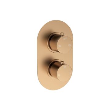 ROUND SHWR VALVE THERM MIX 2 HDLE BRONZE