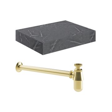 NATURAL 600 GREY SHELF/BOTTLE TRAP BRASS