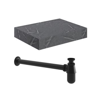 NATURAL 600 GREY SHELF/BOTTLE TRAP BLACK