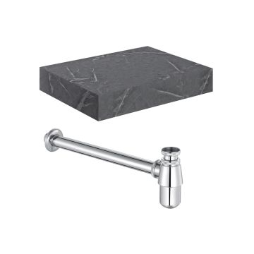 NATURAL 600 GREY SHELF/BOTTLE TRAP CHROM