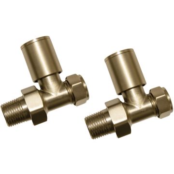 BRUSHED BRASS RADIATOR VALVES - STRAIGHT