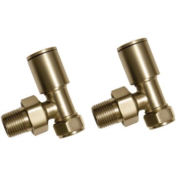 BRUSHED BRASS RADIATOR VALVES - ANGLED
