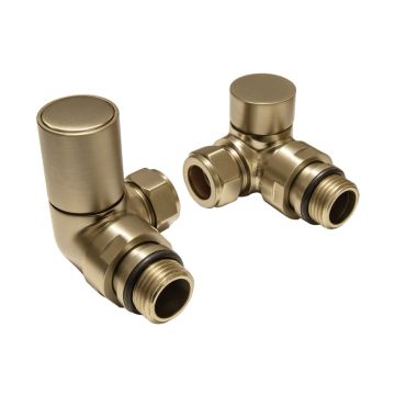 BRUSHED BRASS RADIATOR VALVES - CORNER
