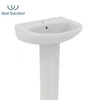Ideal Standard Simplicity basin pack 55cm 1 tap hole and pedestal white E360301