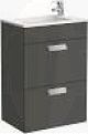 Debba basin and compact base unit 505 x 360mm - 2 soft-close drawers - gloss anthracite grey A855904153